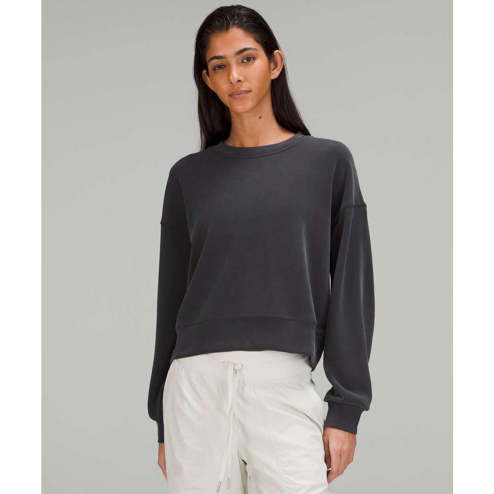 Lululemon Softstreme Perfectly Oversized Cropped Crew, Black, best for M/L